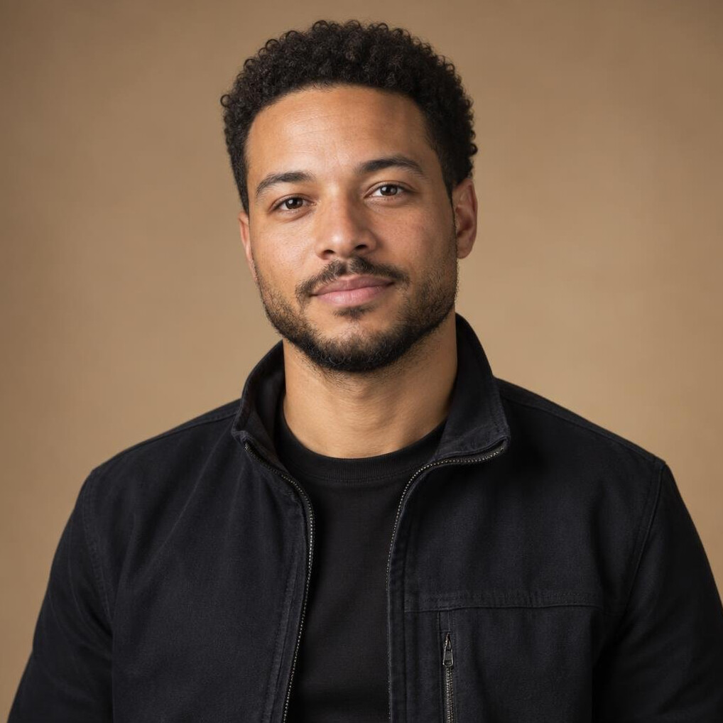 Portrait of a mixed race British man, lighting designer